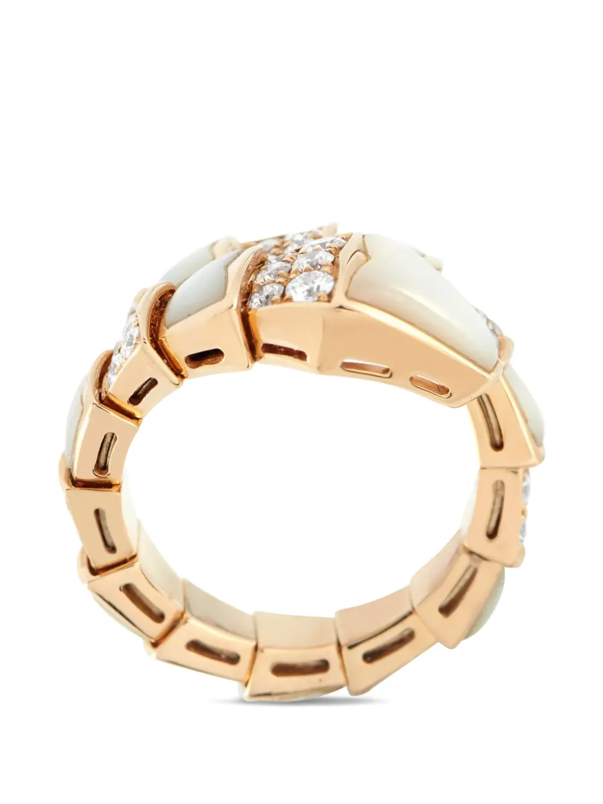 Bvlgari ビンテージ ダイヤモンド/マザーオブパール リング - ゴールド - 画像2