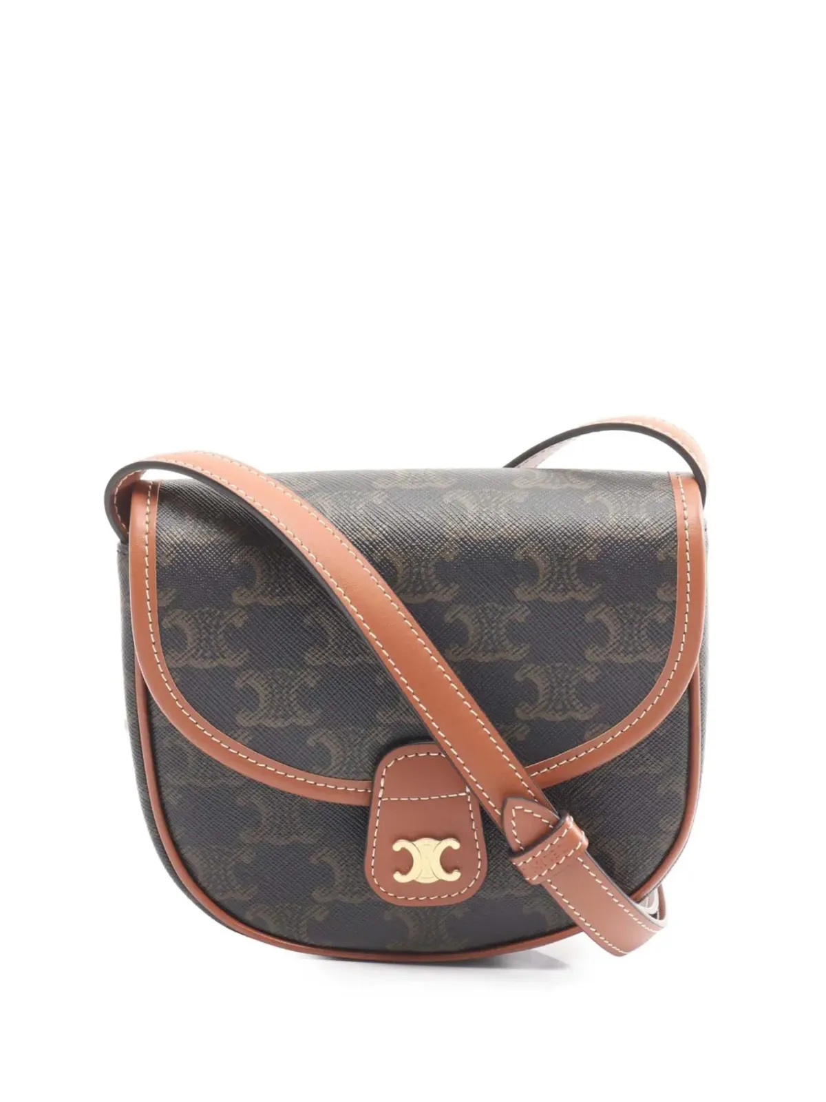 Celine Pre-Owned ミニ トリオンフ コーテッドキャンバス 刺繍 トリオンフ ハート ベサース クロスボディバッグ - ブラック - 画像1