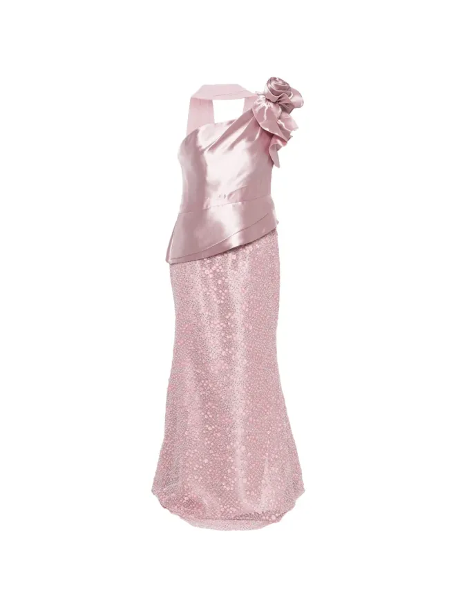 THE COUTURE CLUB THE COUTURE CLUB 花柄モチーフの片肩マキシドレス（ピンク）の商品画像