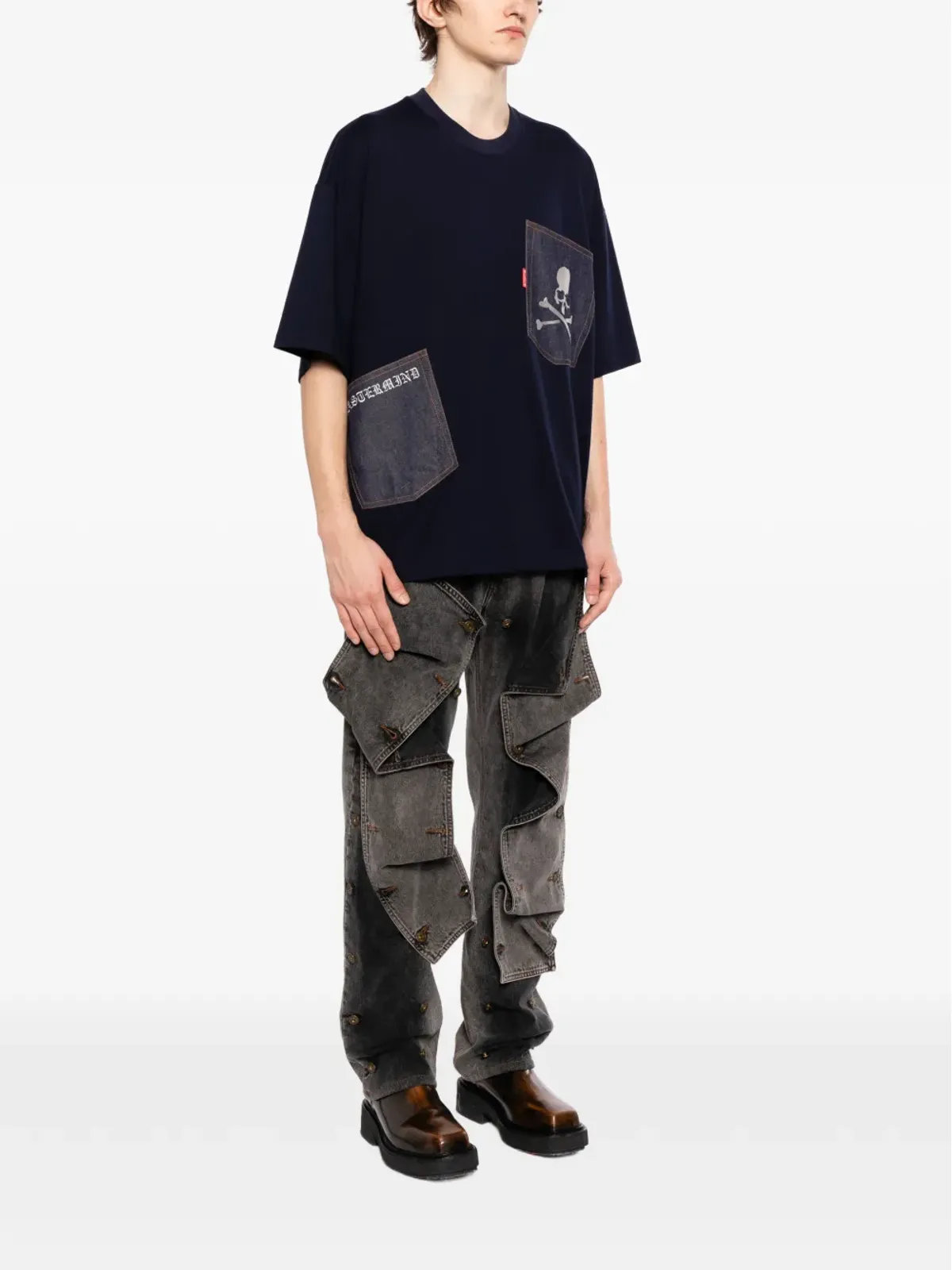 Mastermind Japan ロゴアップリケTシャツ - Blue - 画像3