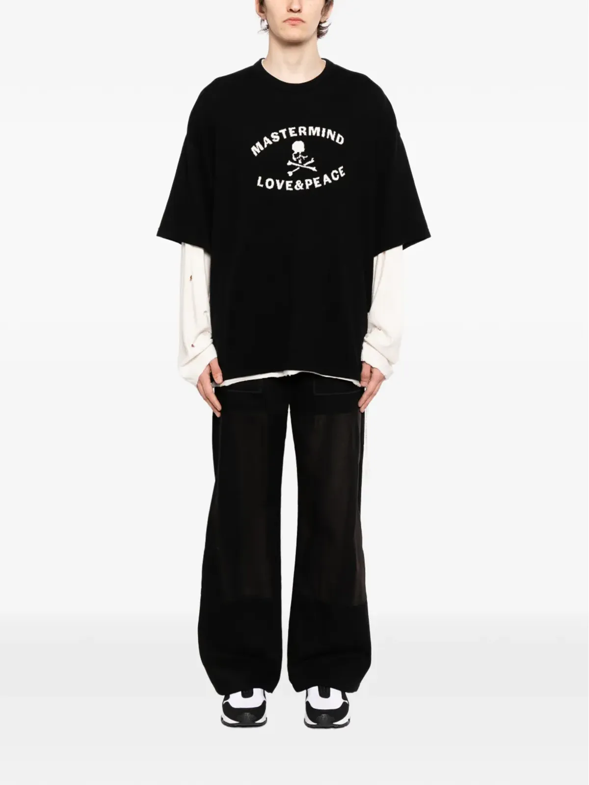 Mastermind World ロゴプリント・リップドTシャツ - 画像2
