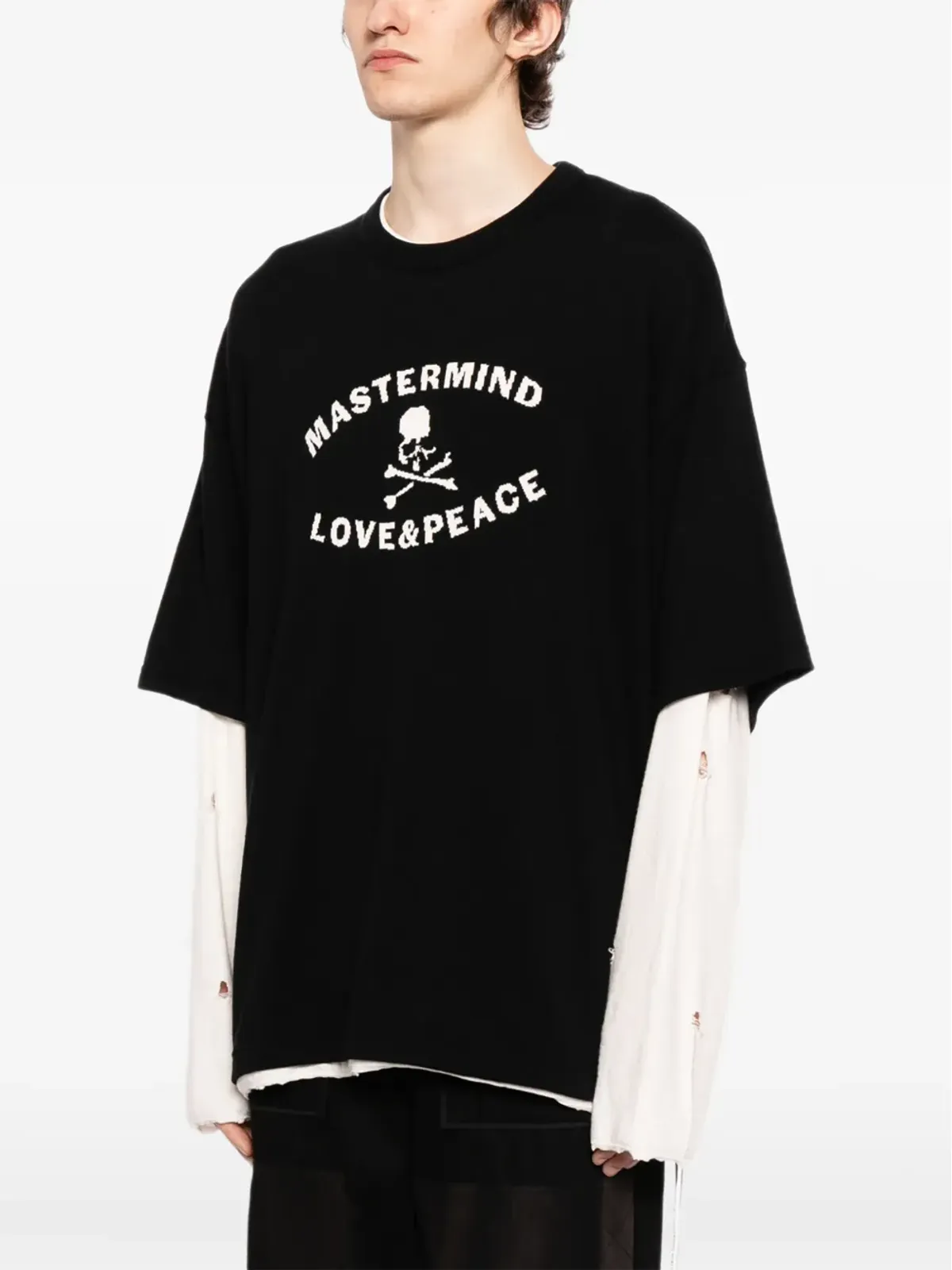 Mastermind World ロゴプリント・リップドTシャツ - 画像3