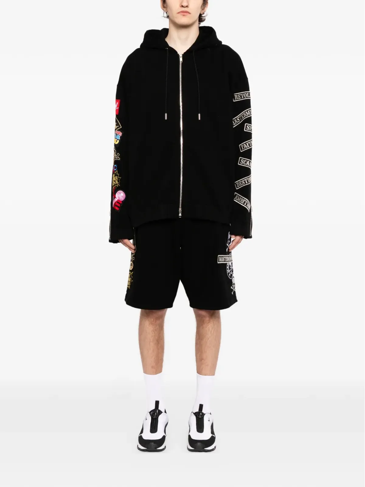 Mastermind Japan 刺繍パッチ付きドローストリングショーツ - ブラック - 画像2