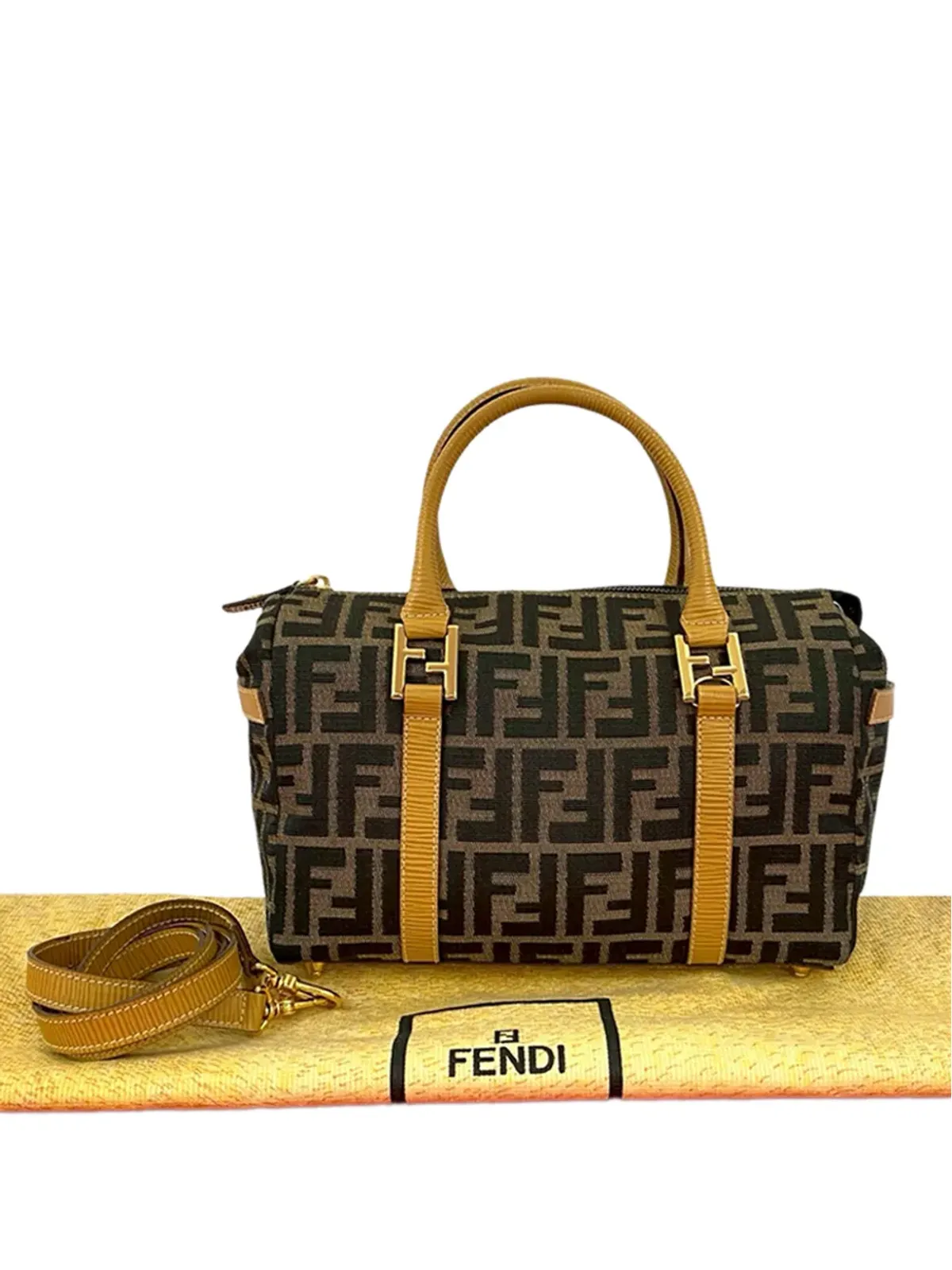 Fendi ビンテージ Zucca Canvas サッチェル（ブラウン） - 画像2