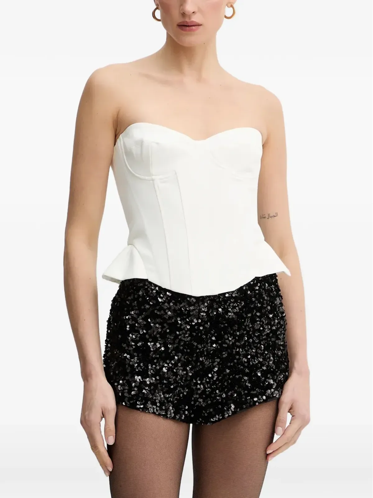 Bardot Cristo strapless bustier top - White - 画像1