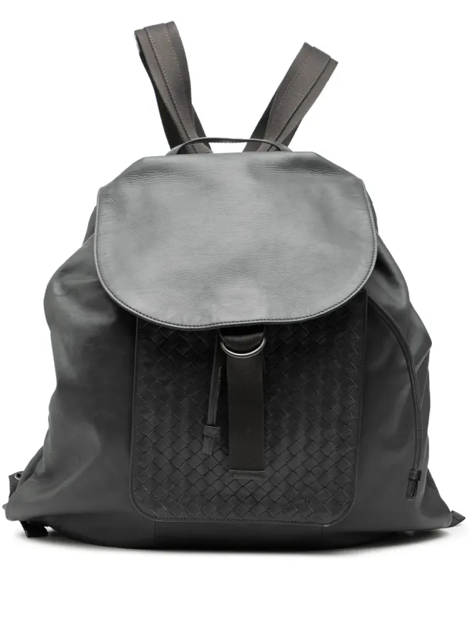Bottega Veneta Pre-Owned Bottega Veneta Pre-Owned イントレッチャートリム付きレザードローストリングバックパックの商品画像