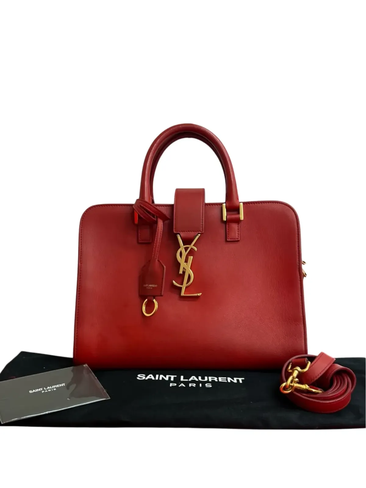 Saint Laurent Pre-Owned ベビー レザー モノグラム Cabas サッチェル - レッド - 画像2