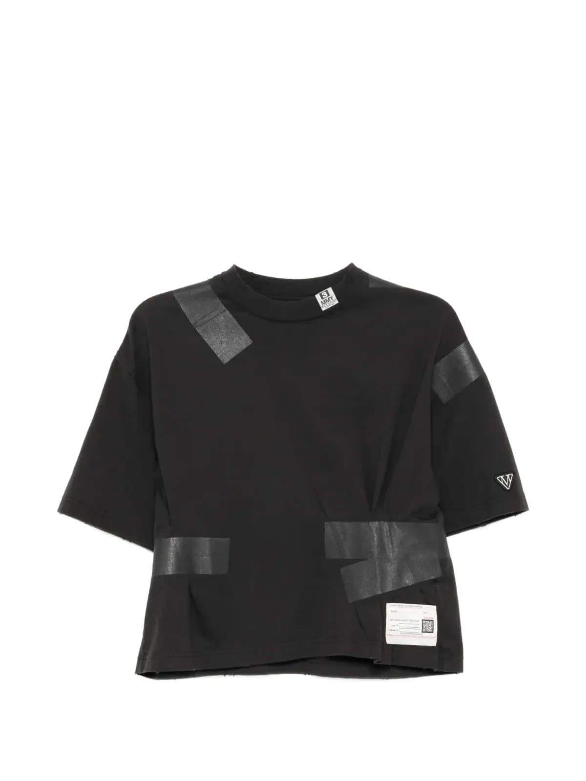 Maison MIHARA YASUHIRO ロゴパッチ付きプリーツTシャツ - ブラック - 画像1