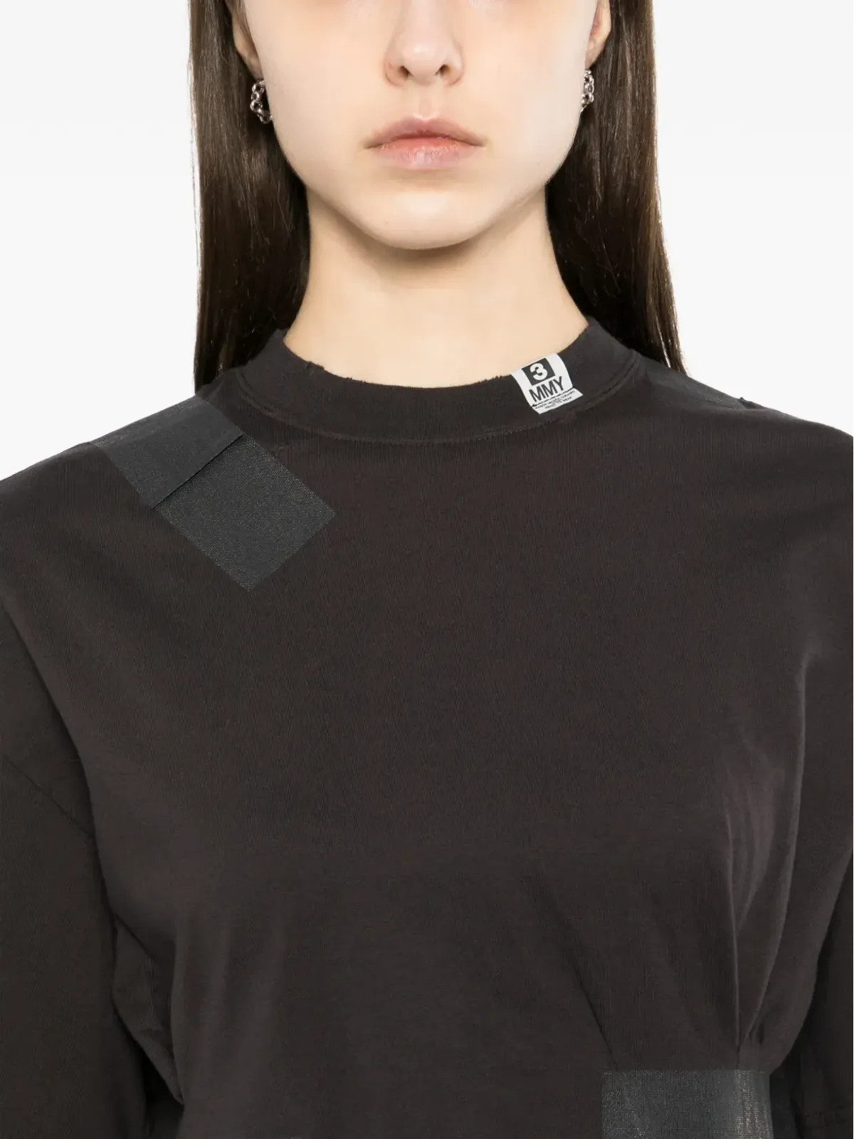 Maison MIHARA YASUHIRO ロゴパッチ付きプリーツTシャツ - ブラック - 画像5