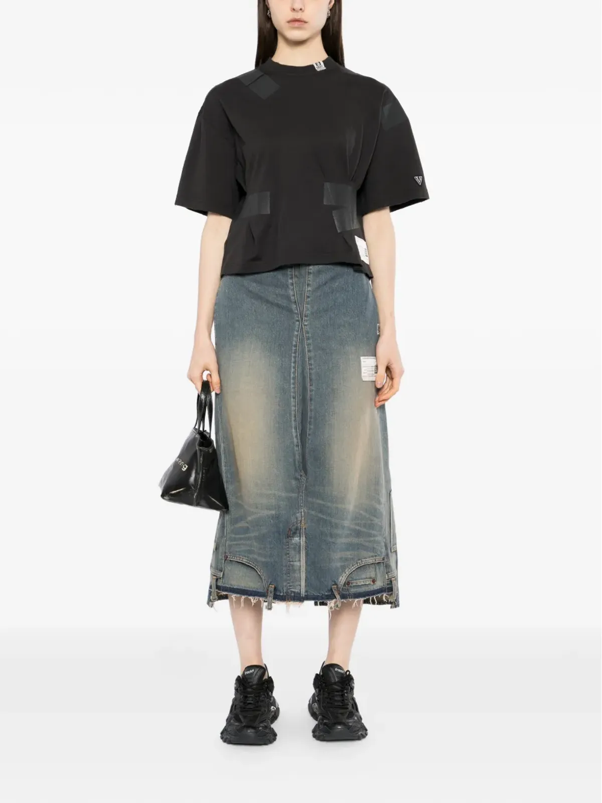 Maison MIHARA YASUHIRO ロゴパッチ付きプリーツTシャツ - ブラック - 画像2