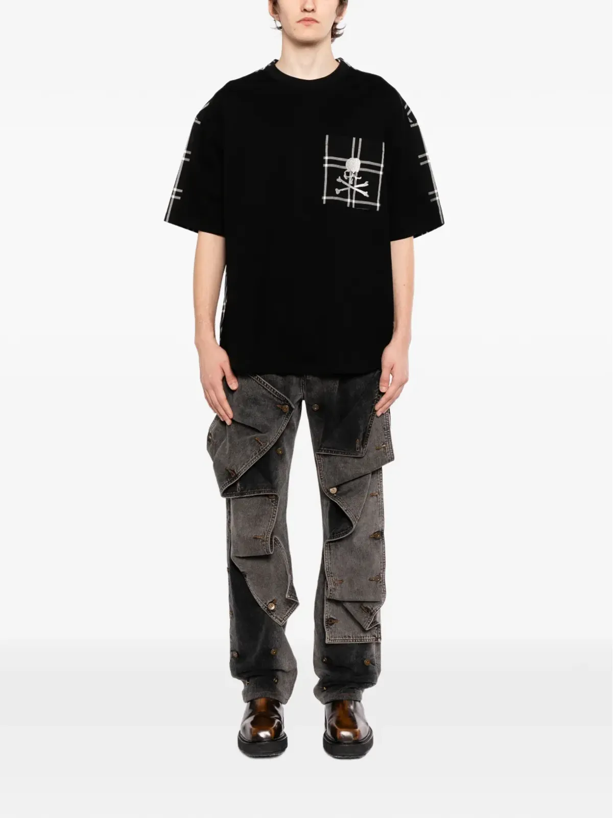 Mastermind Japan チェック柄Tシャツ - ブラック - 画像2