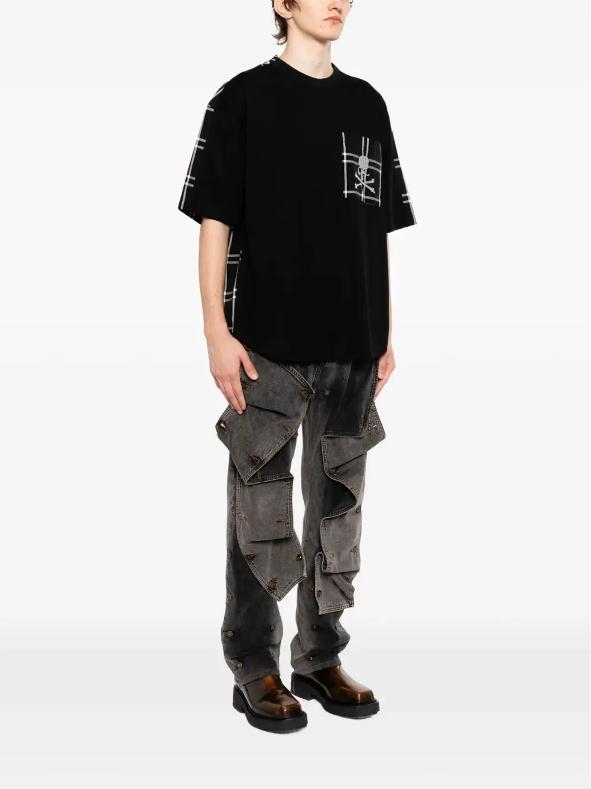 Mastermind Japan チェック柄Tシャツ - ブラック - 画像3