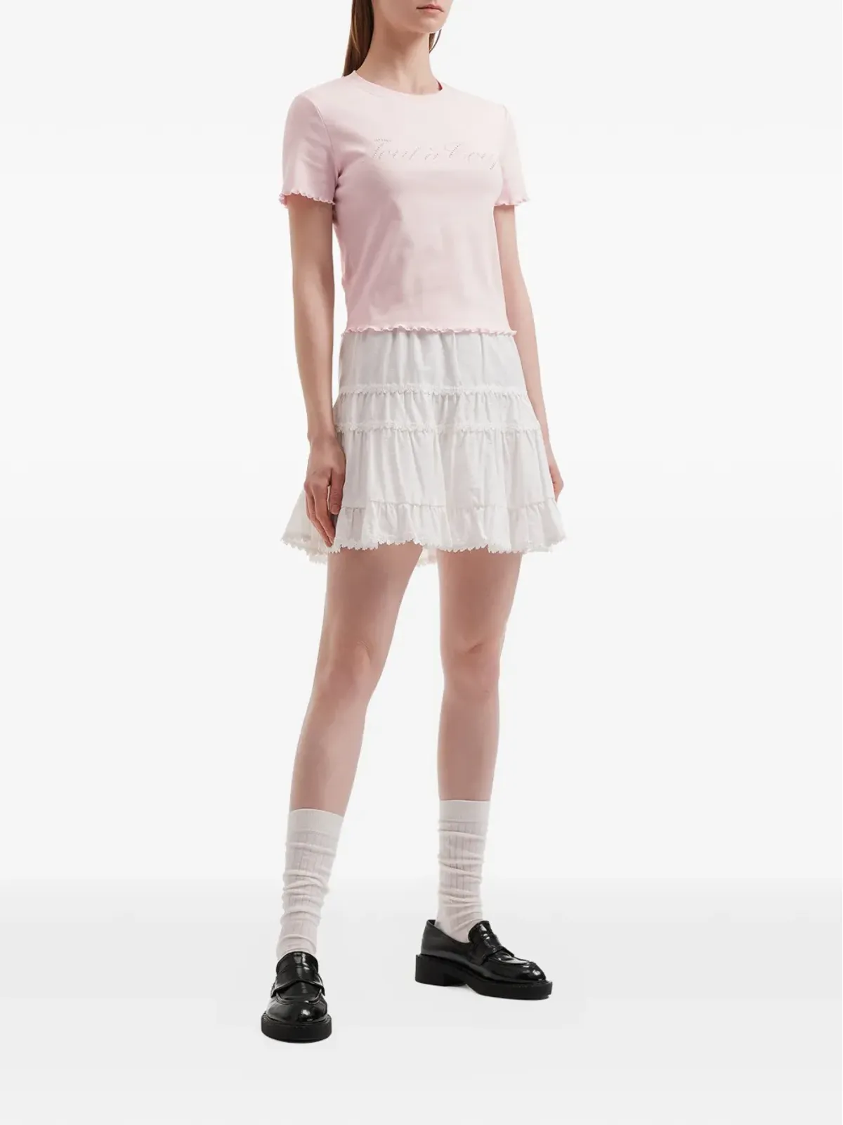 tout a coup ピンクのフリル付きTシャツ - 画像2