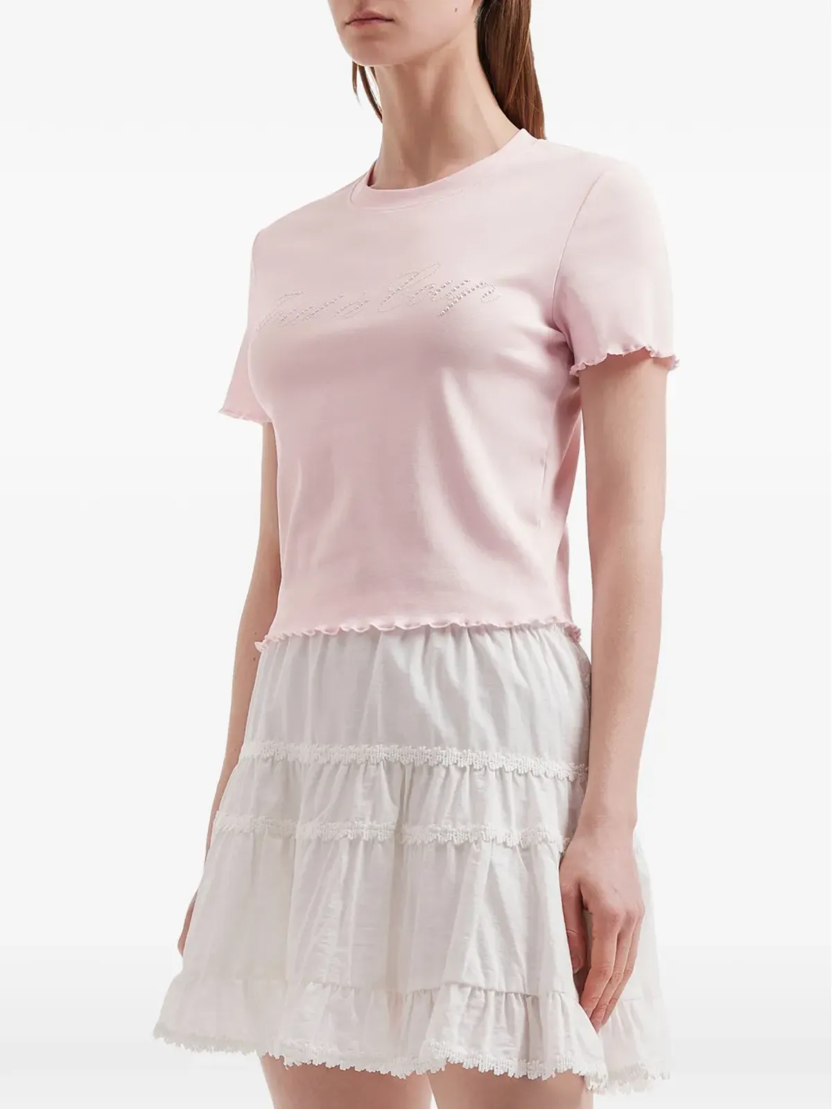 tout a coup ピンクのフリル付きTシャツ - 画像3