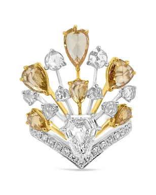 HYT Jewelry ファン形ダイヤモンド カクテルリング - シルバー - サムネイル1