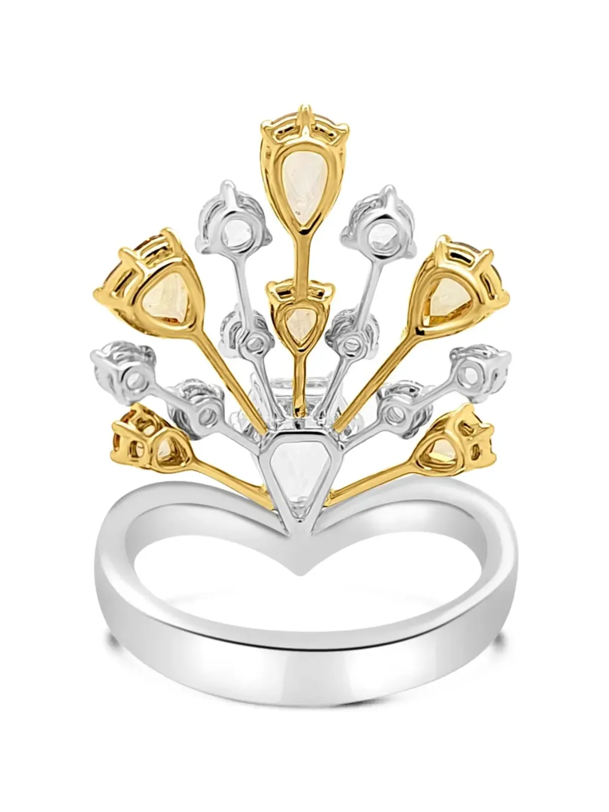 HYT Jewelry ファン形ダイヤモンド カクテルリング - シルバー - 画像3