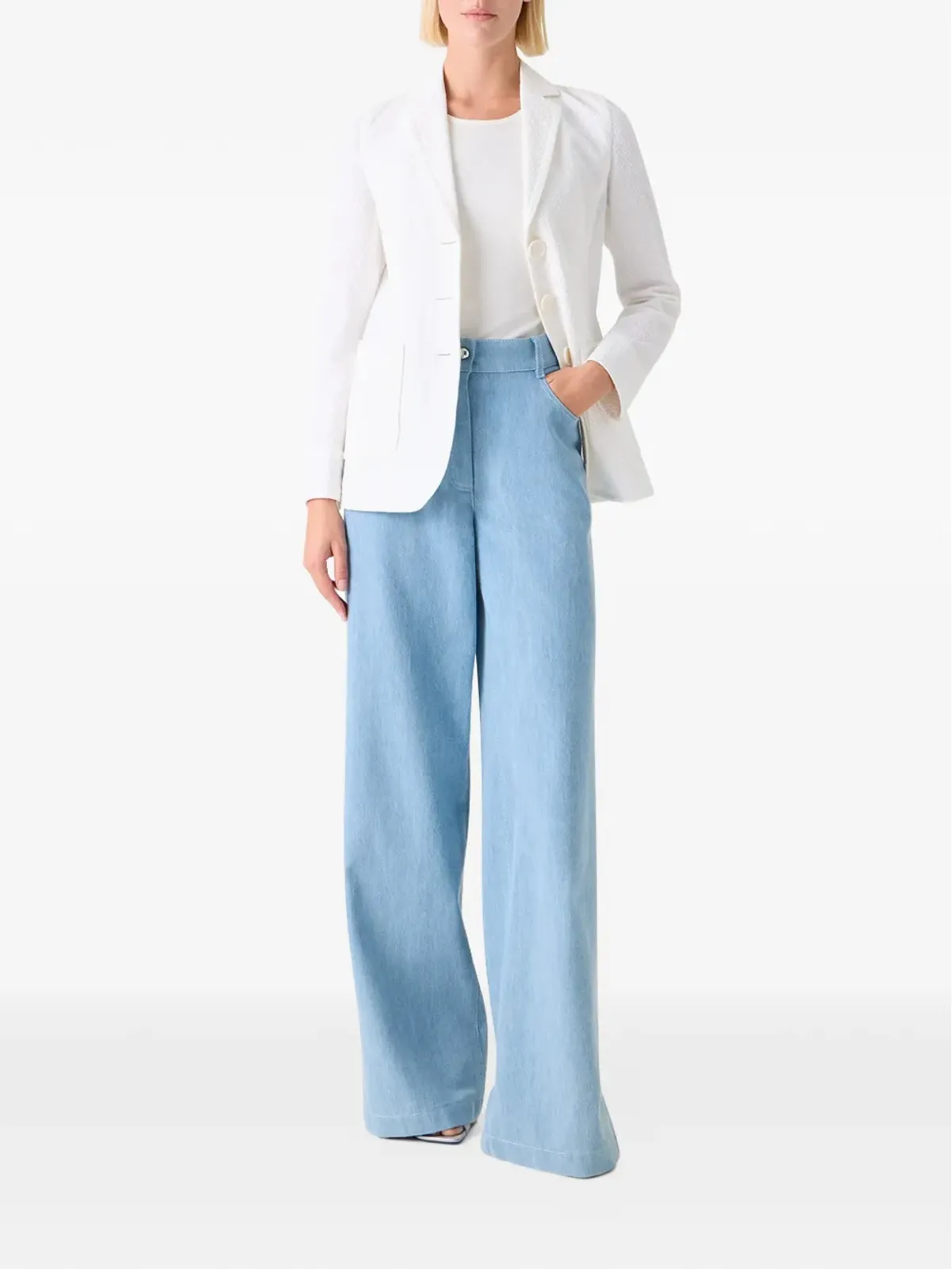 Akris Punto single-breasted textured blazer - White - 画像2