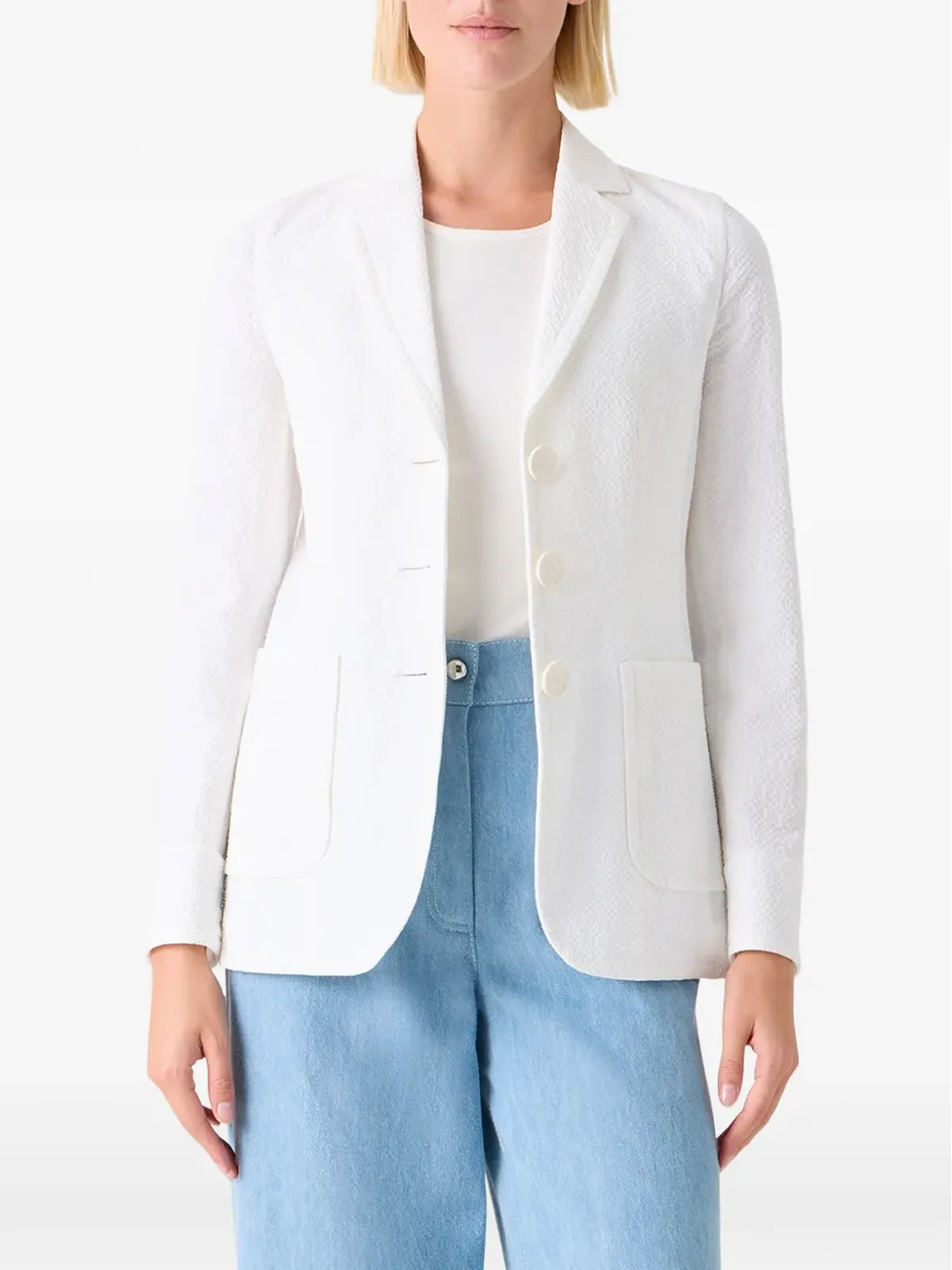 Akris Punto single-breasted textured blazer - White - 画像3