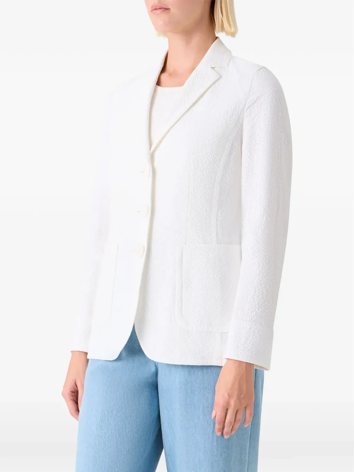 Akris Punto single-breasted textured blazer - White - 画像4