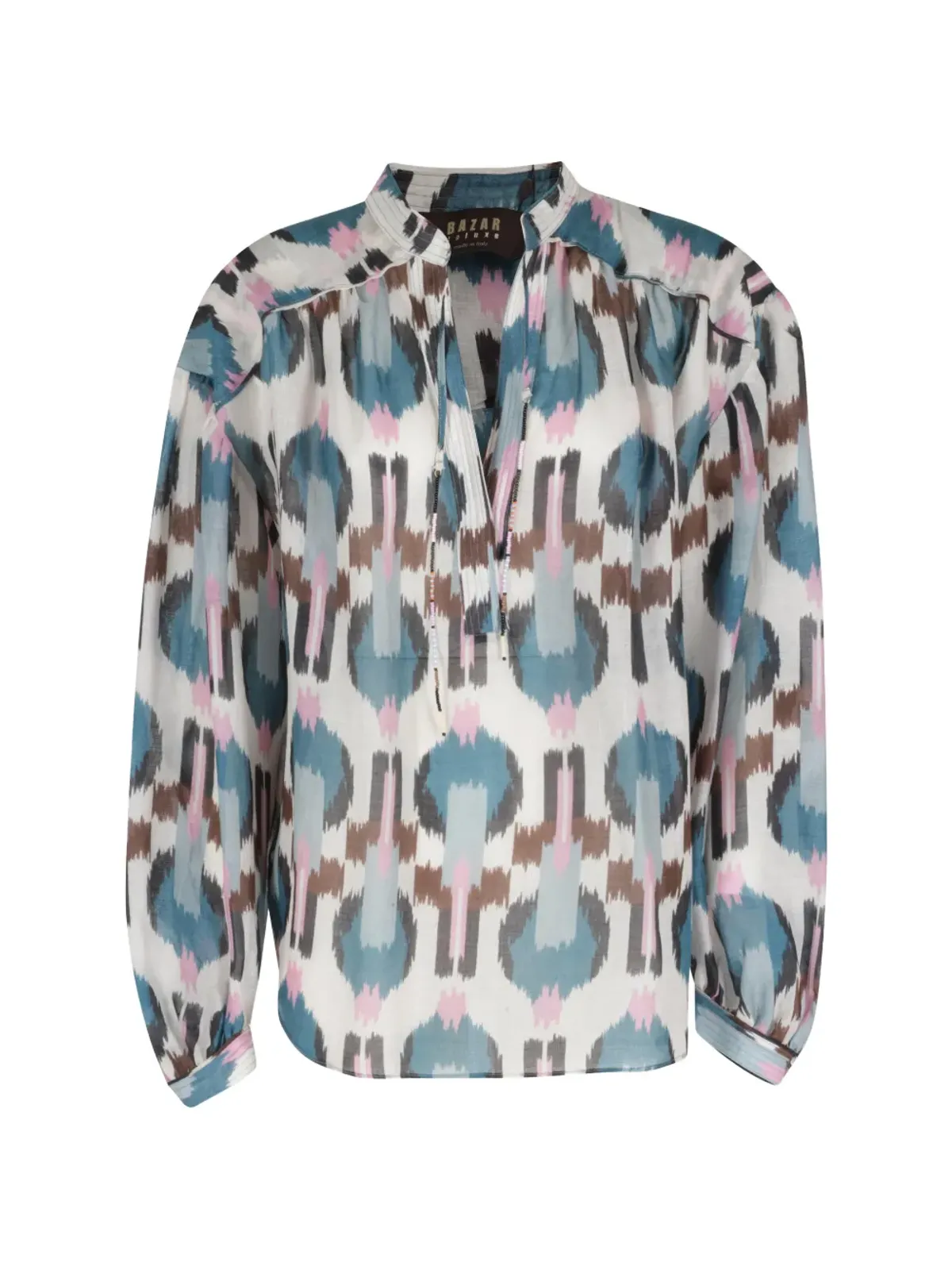 Bazar Deluxe ikat tie blouse - Neutrals - 画像1