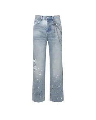 BIRTH OF ROYAL CHILD printed chain jeans - Blue - サムネイル1