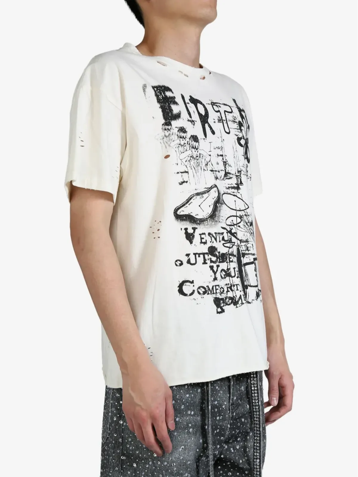 BIRTH OF ROYAL CHILD ダメージ加工グラフィックTシャツ - 画像3