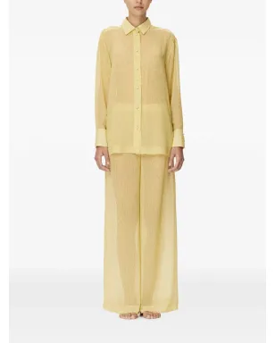 Mia Peculiar pearl-button crocodile-print shirt - Yellow - サムネイル2