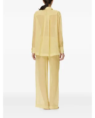 Mia Peculiar pearl-button crocodile-print shirt - Yellow - サムネイル3