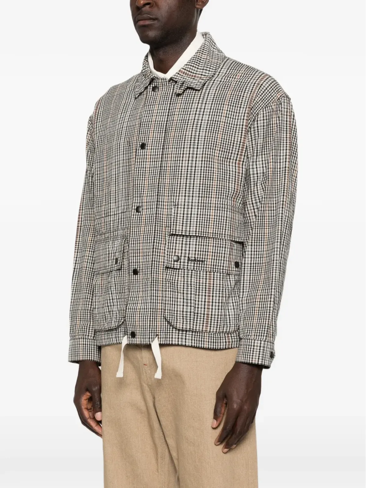 Barbour チェック柄ドローストリングヘムコート - 画像3