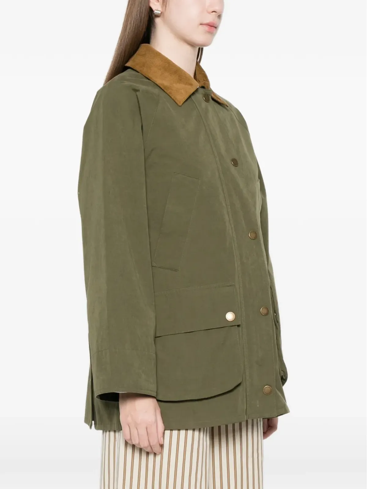 Barbour グリニス コーデュロイカラー フロントポケット コート - 画像3