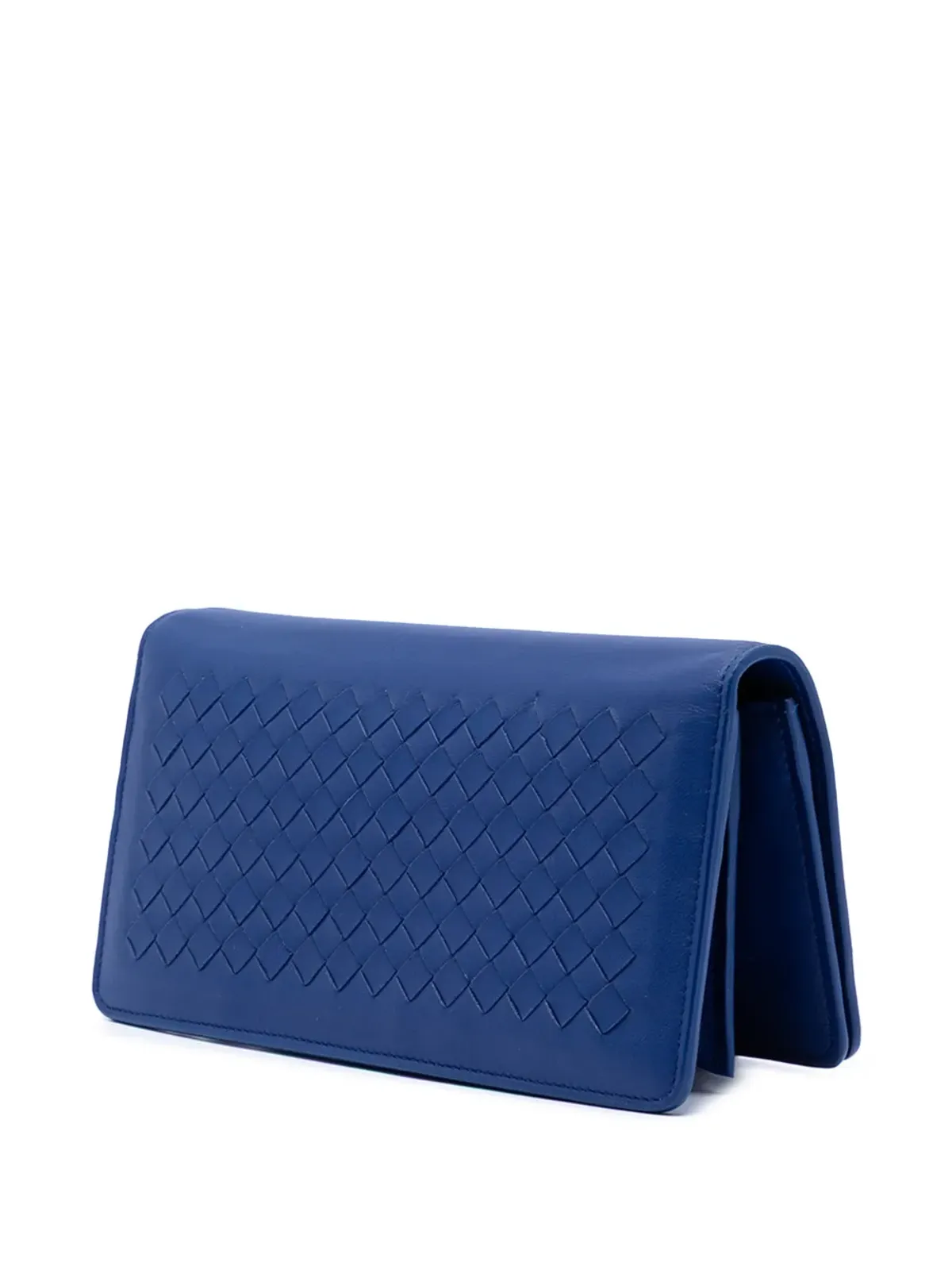 Bottega Veneta Pre-Owned 2012-2025 Nappa Intercciato Flap Wallet on Chain crossbody bag - Blue - 画像3