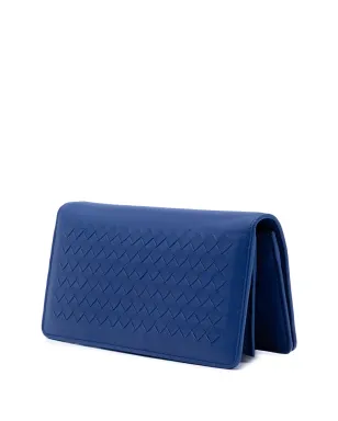 Bottega Veneta Pre-Owned 2012-2025 Nappa Intercciato Flap Wallet on Chain crossbody bag - Blue - サムネイル3
