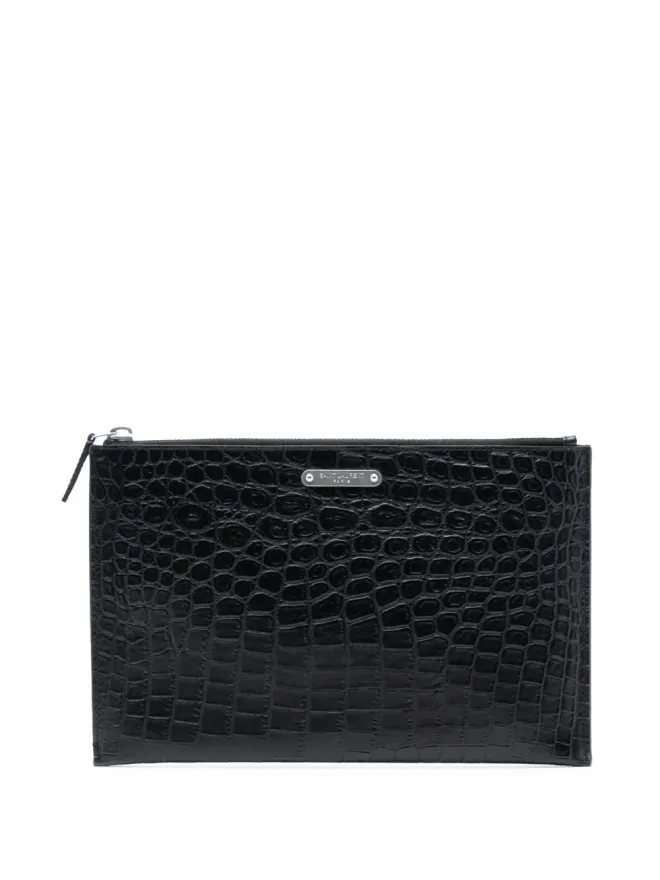 Saint Laurent Pre-Owned Saint Laurent Pre-Owned クロコエンボスレザー クラッチバッグ - ブラックの商品画像