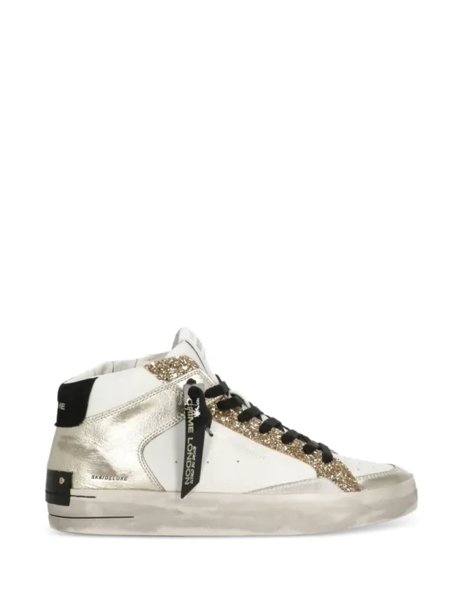 Crime London Crime London SK8 Deluxe Mid グリッター エンボス ロゴ レザー スニーカーの商品画像