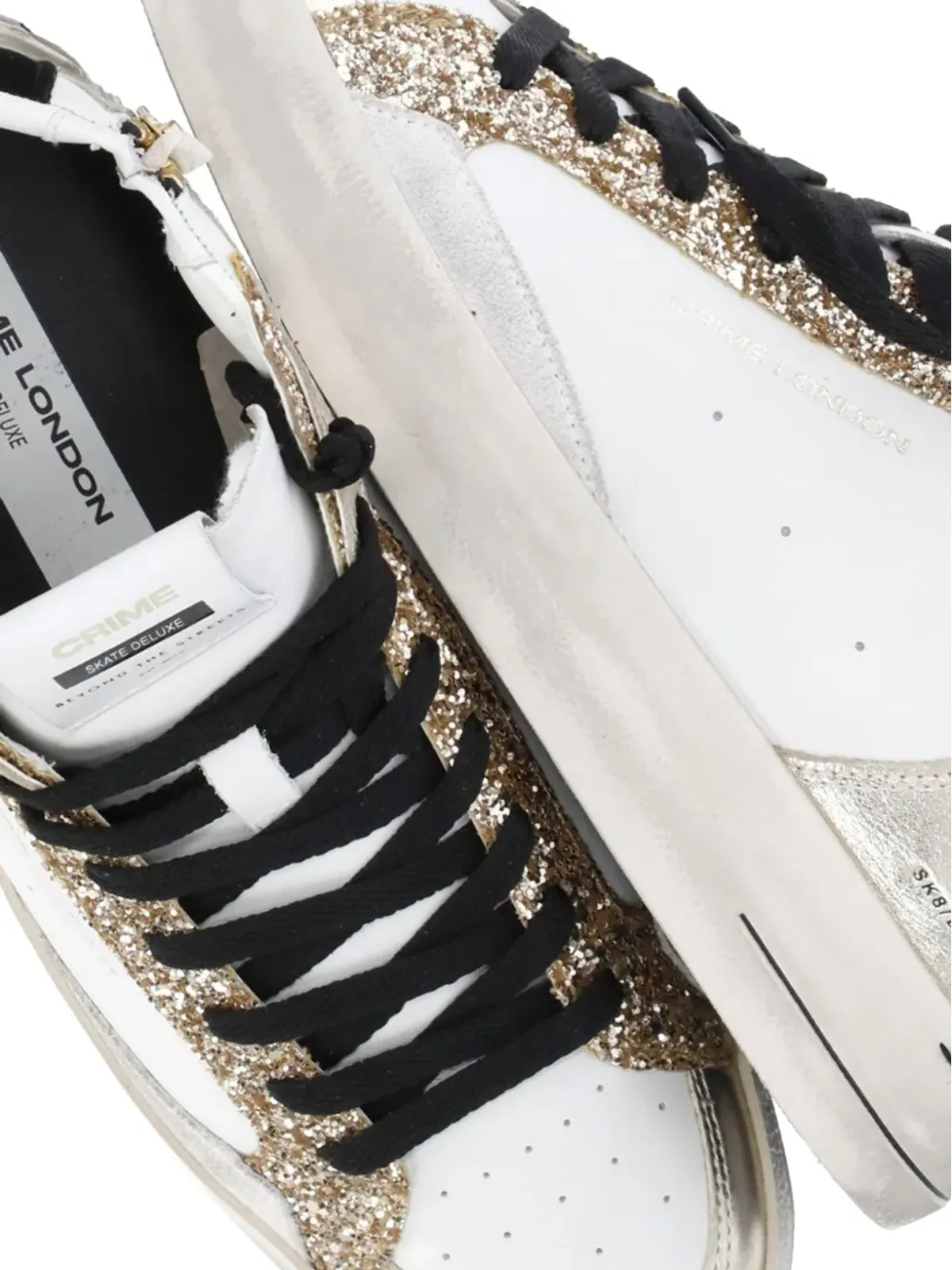 Crime London SK8 Deluxe Mid グリッター エンボス ロゴ レザー スニーカー - 画像5