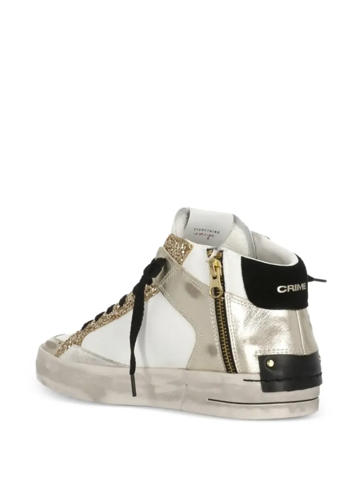 Crime London SK8 Deluxe Mid グリッター エンボス ロゴ レザー スニーカー - 画像4