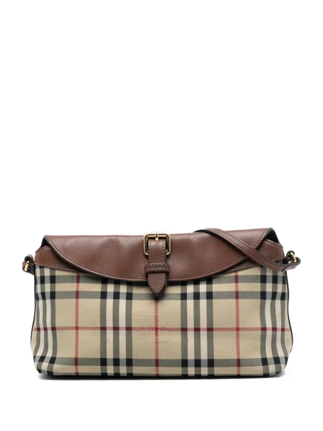 Burberry Pre-Owned Burberry Pre-Owned Haymarket Check Coated Canvas Leah クロスボディバッグ - ブラウンの商品画像