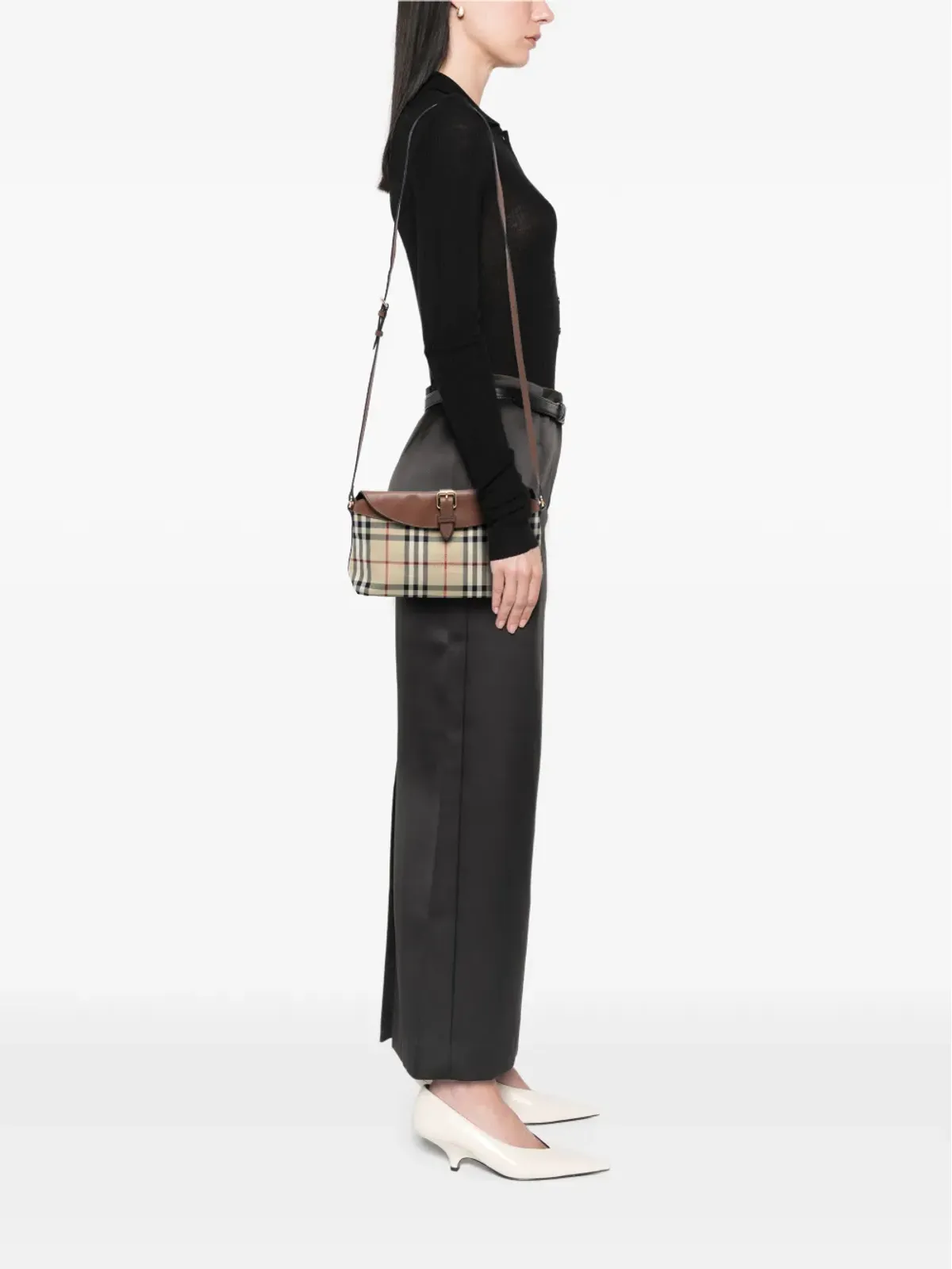 Burberry Pre-Owned Haymarket Check Coated Canvas Leah クロスボディバッグ - ブラウン - 画像2