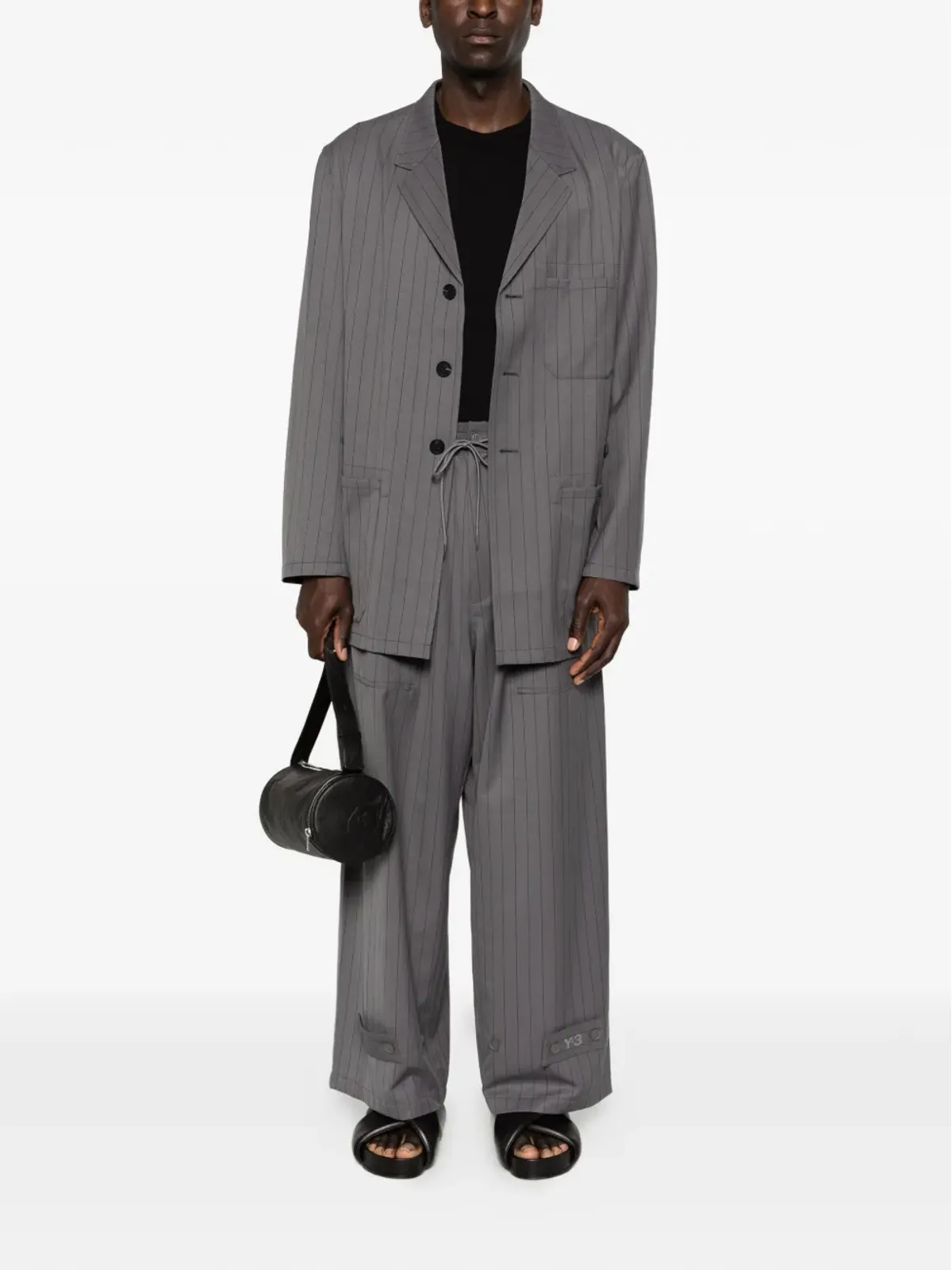 Y-3 ピンストライプ柄シングルブレストコート - 画像2