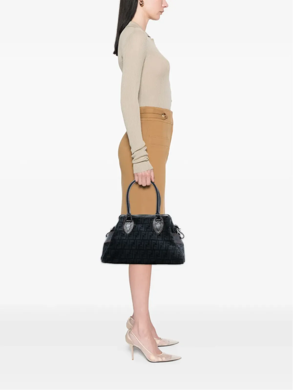 Fendi ビンテージ Zucca Velvet Etniko Du Jour ハンドバッグ - 画像2