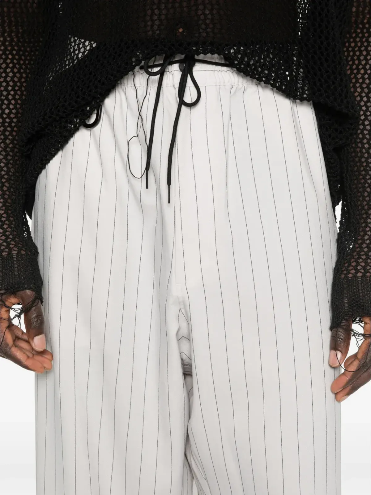 Y-3 ストライプ柄 ドローコード入りパンツ - 画像5