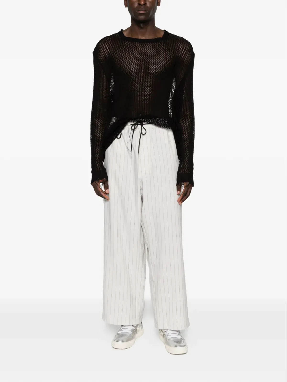 Y-3 ストライプ柄 ドローコード入りパンツ - 画像2