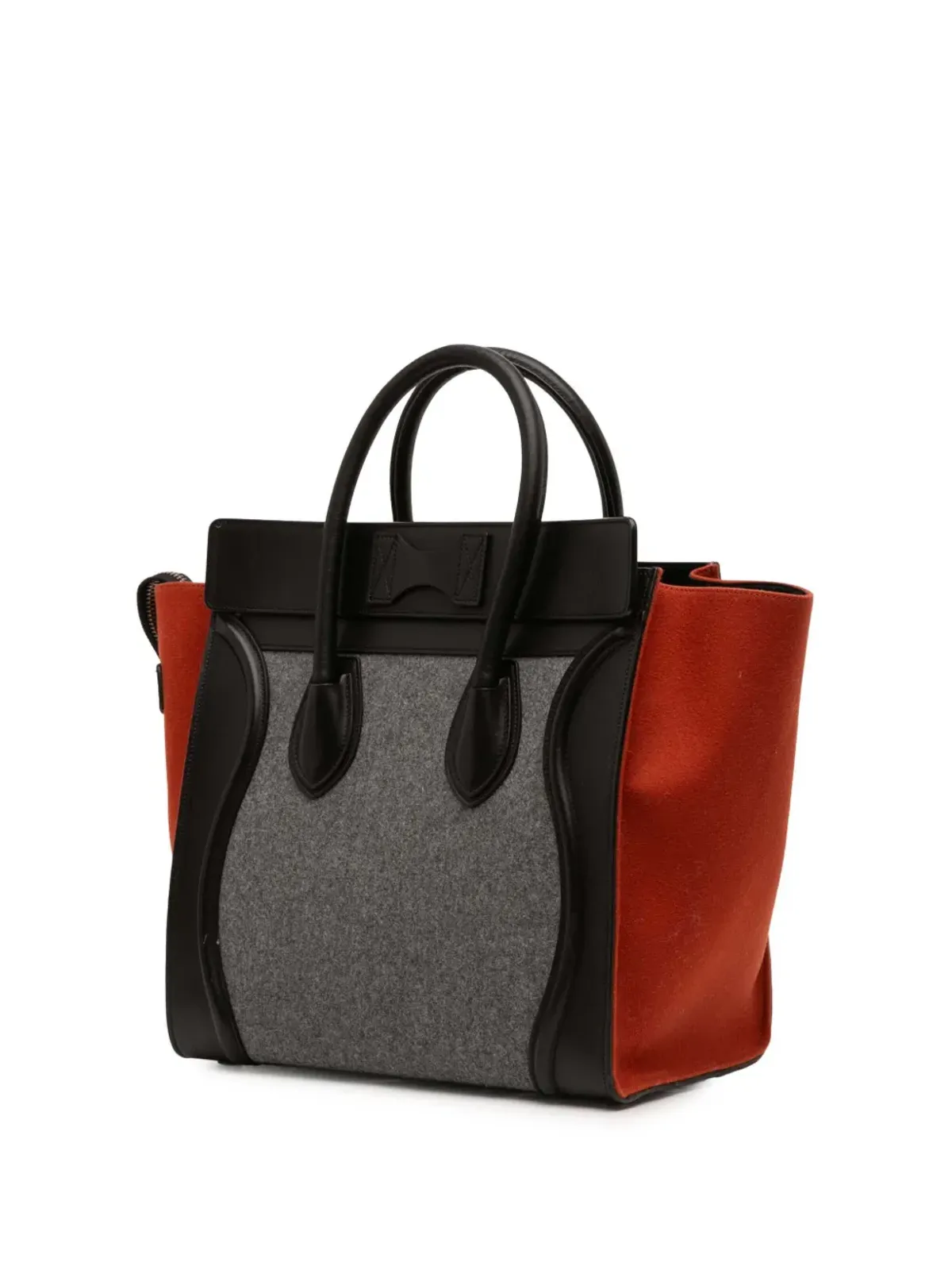 Celine Pre-Owned 2014 ミニ トリコロール フェルト ウールと カーフスキン ラゲージ トートバッグ - ブラック - 画像3
