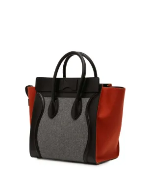 Celine Pre-Owned 2014 ミニ トリコロール フェルト ウールと カーフスキン ラゲージ トートバッグ - ブラック - サムネイル3