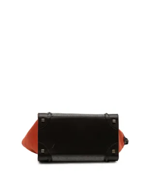 Celine Pre-Owned 2014 ミニ トリコロール フェルト ウールと カーフスキン ラゲージ トートバッグ - ブラック - サムネイル4
