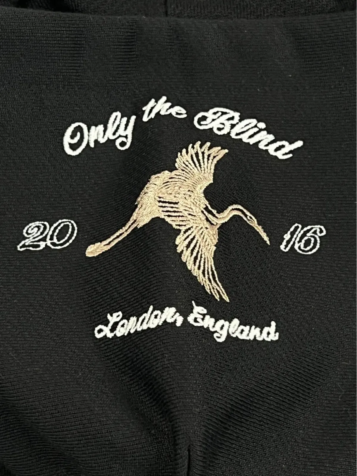 Only the Blind 刺繍入りコットンフーディー（ブラック） - 画像3