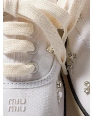 Miu Miu 刺繍入りドリルスニーカー - サムネイル4