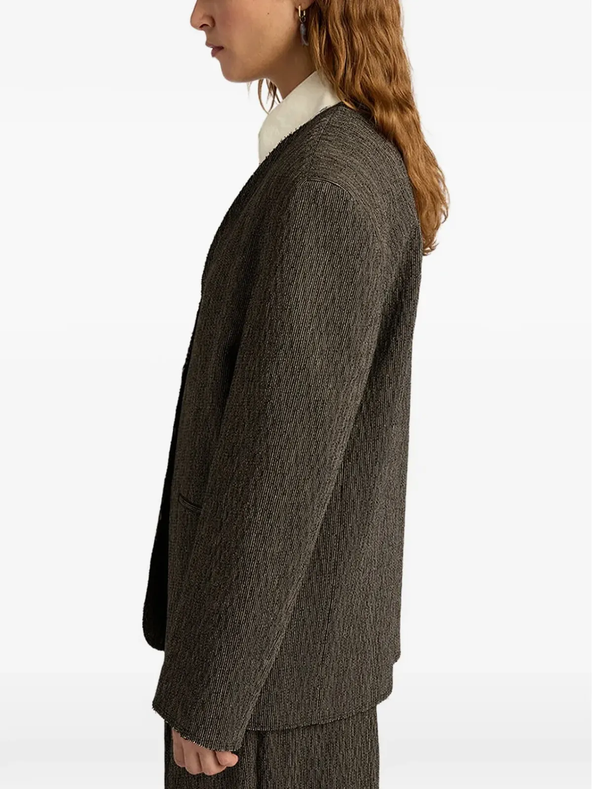 Momoni Mary micro-pinstripe jacket - Brown - 画像5