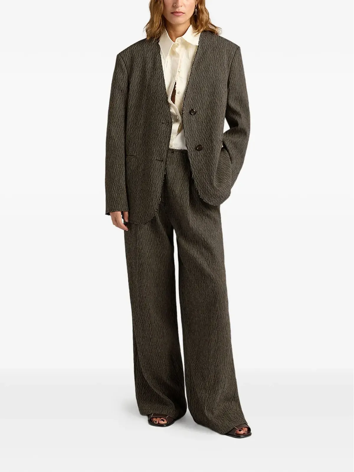 Momoni Mary micro-pinstripe jacket - Brown - 画像2