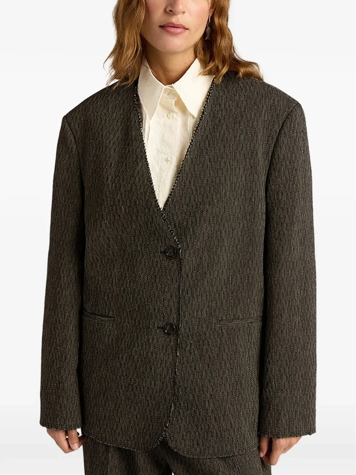 Momoni Mary micro-pinstripe jacket - Brown - 画像3